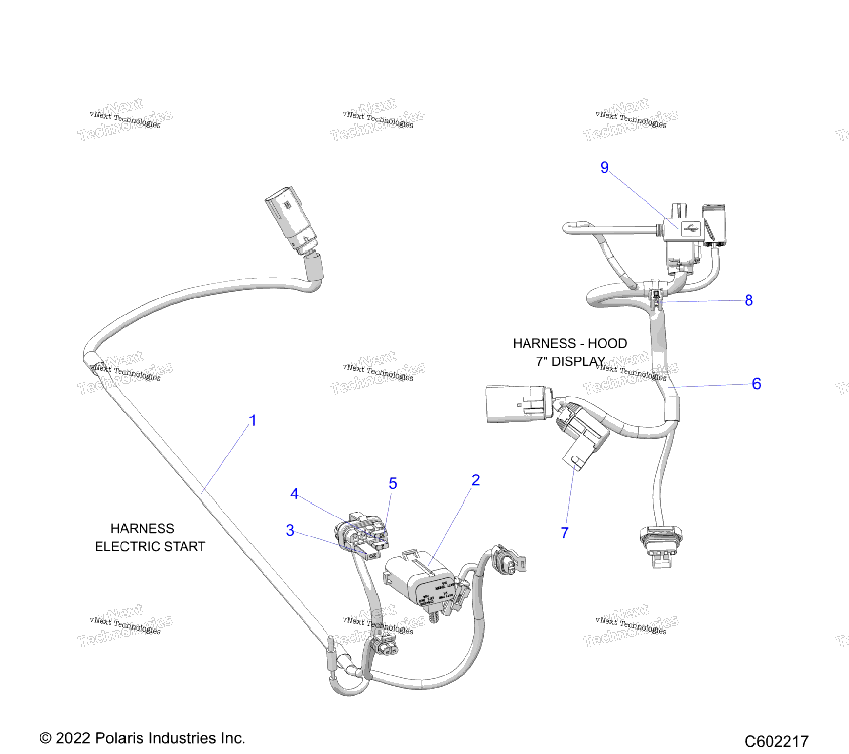 Electrical, Wire Harness, Hood, Electric Start