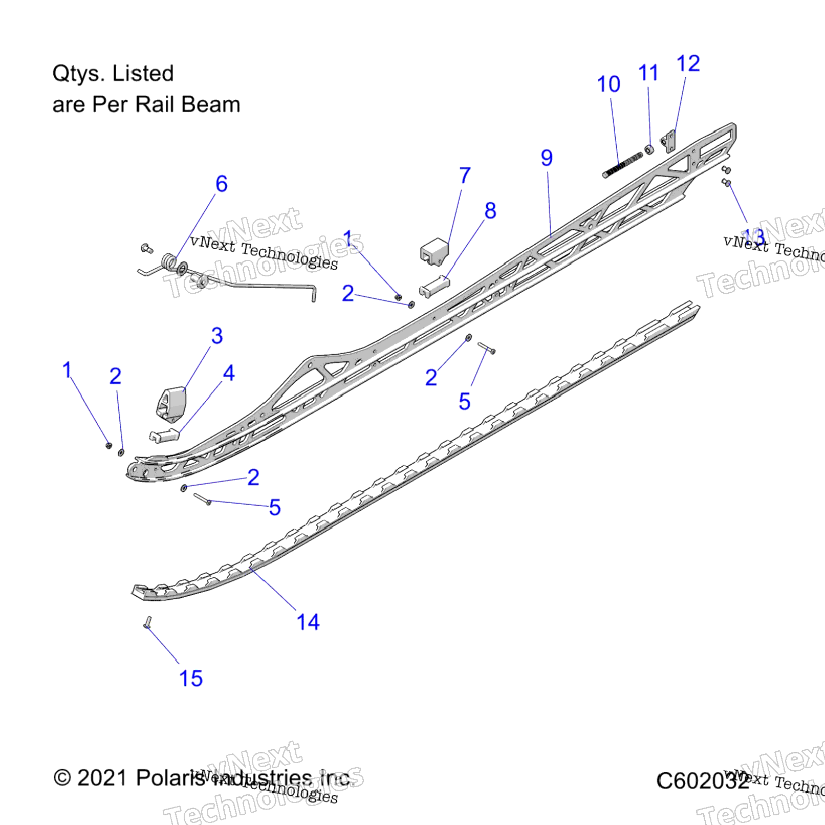 Suspension, Rail Beam Mounting, LhRh, 165\