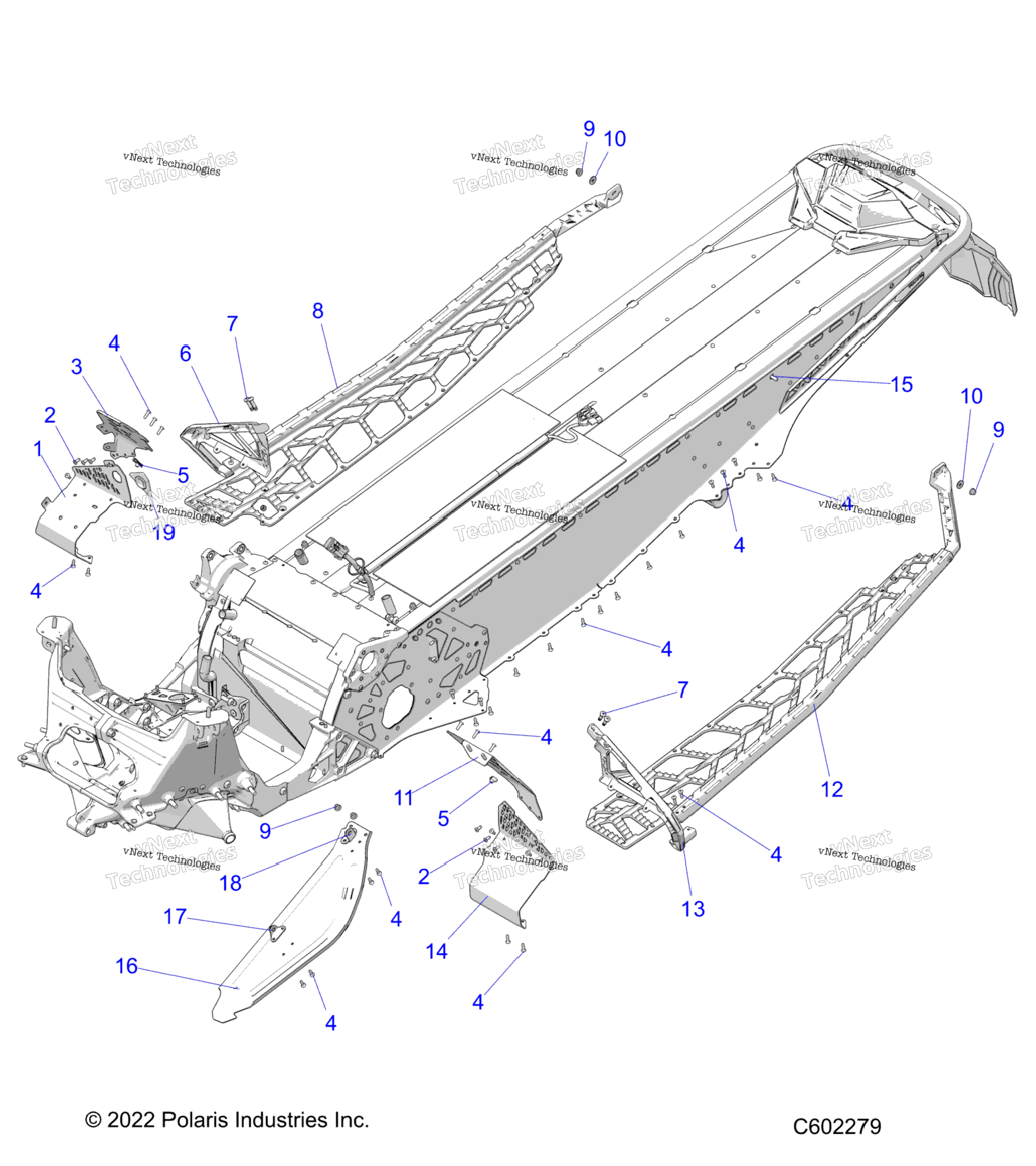 Chassis, Clutch Guard, Footrests, & Runningboards