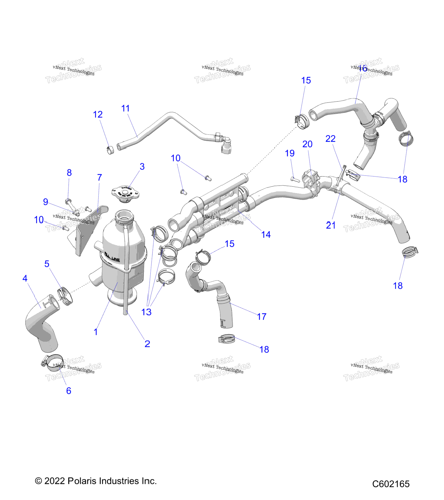 Engine, Coolant Bottle And Hoses