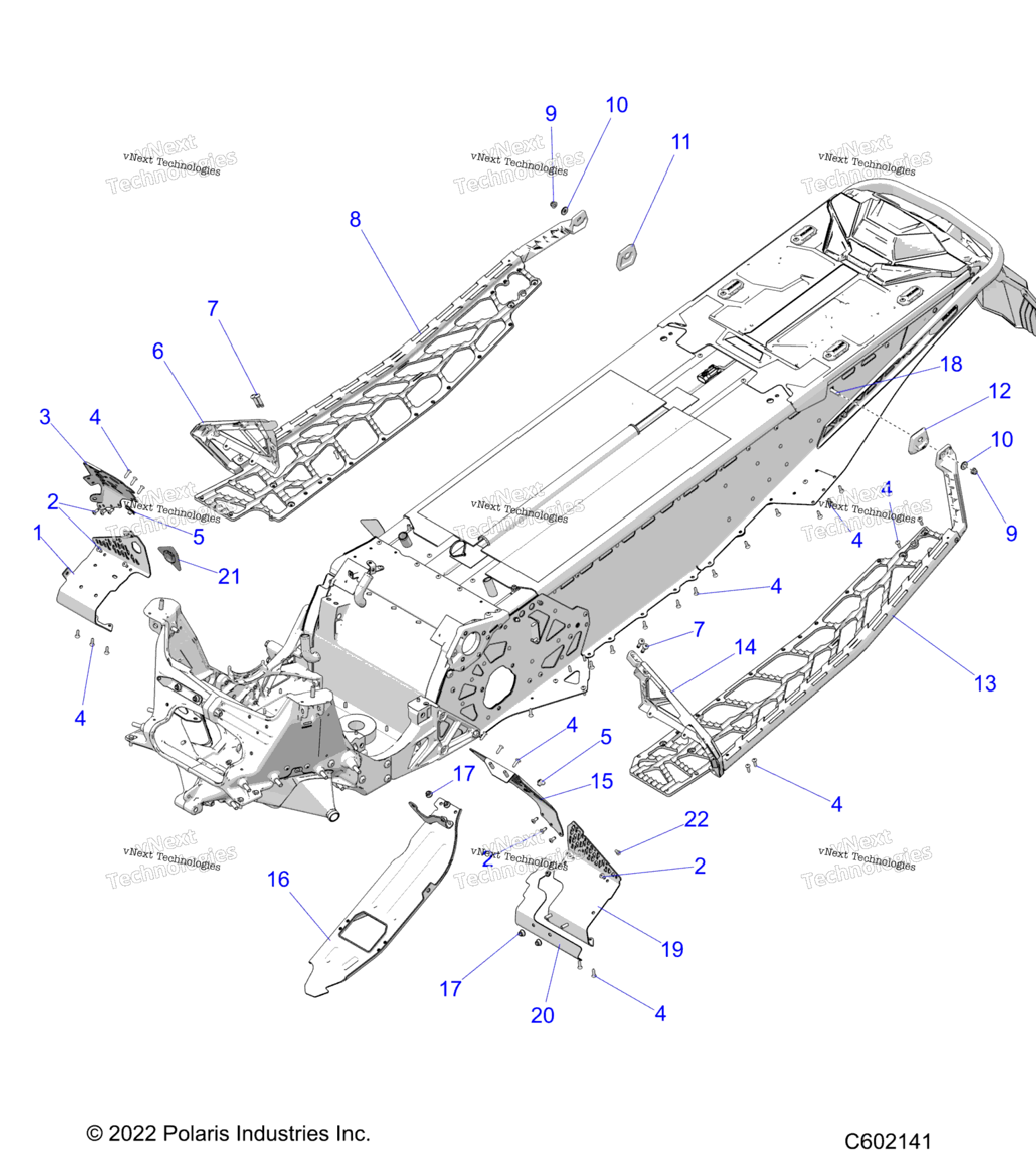 Chassis, Clutch Guard, Footrests, & Runningboards