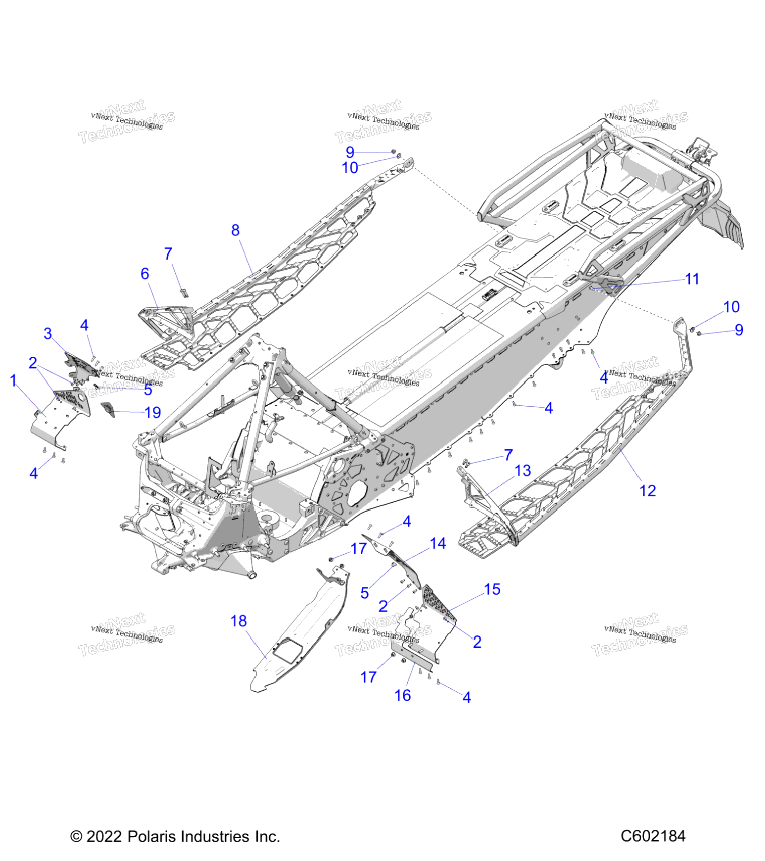 Chassis, Clutch Guard, Footrests, & Runningboards