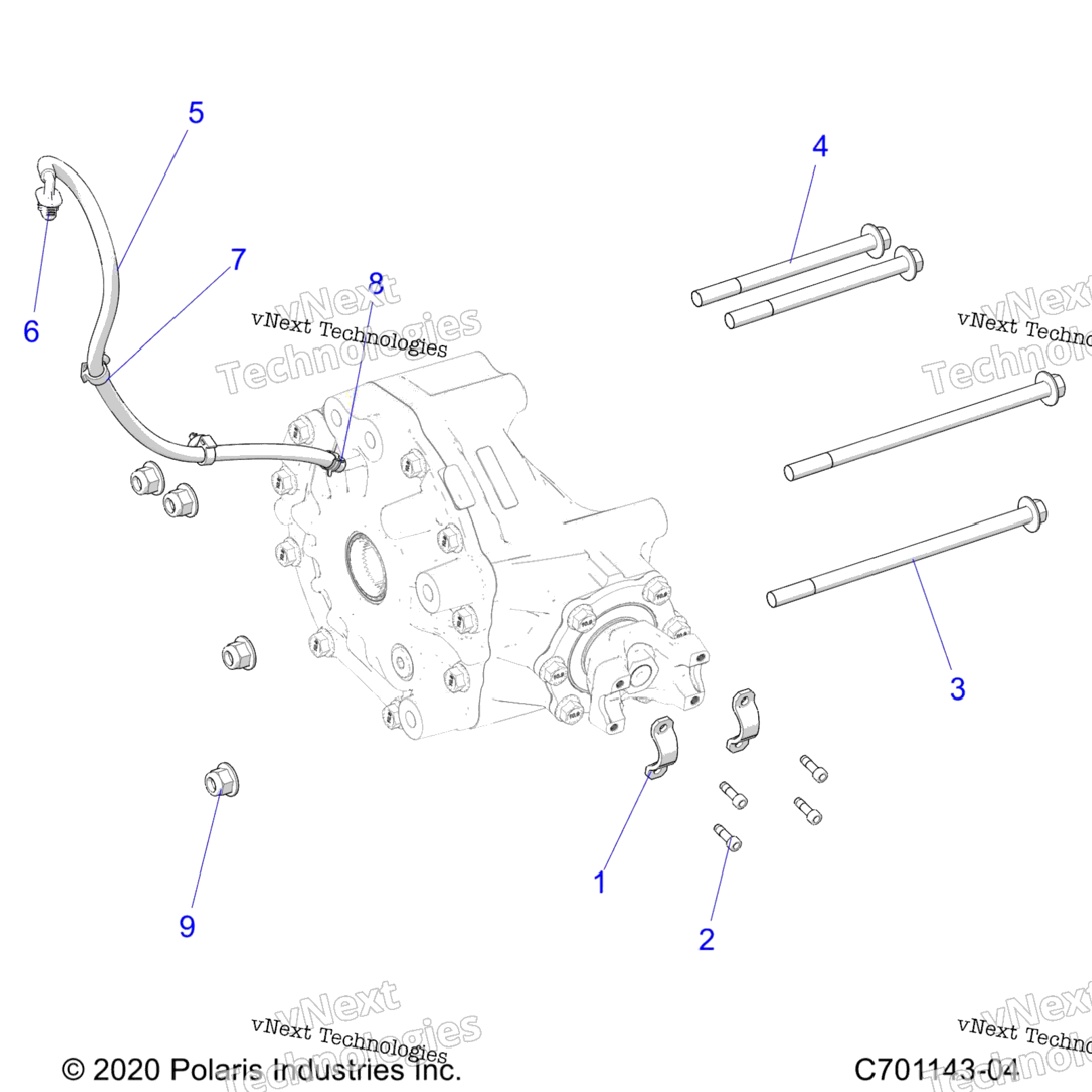 Drive Train, Gearcase, Rear, Mounting