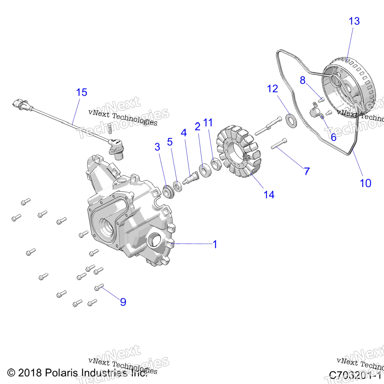 Engine, Stator Cover And Flywheel