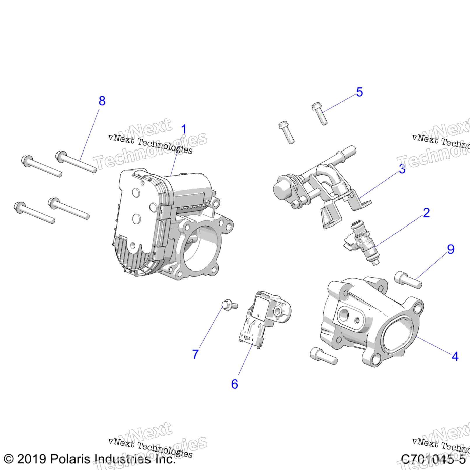 Engine, Throttle Body And Fuel Rail