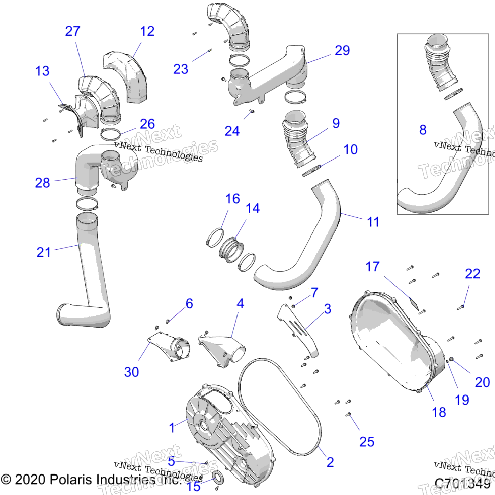 Drive Train, Clutch Cover And Ducting