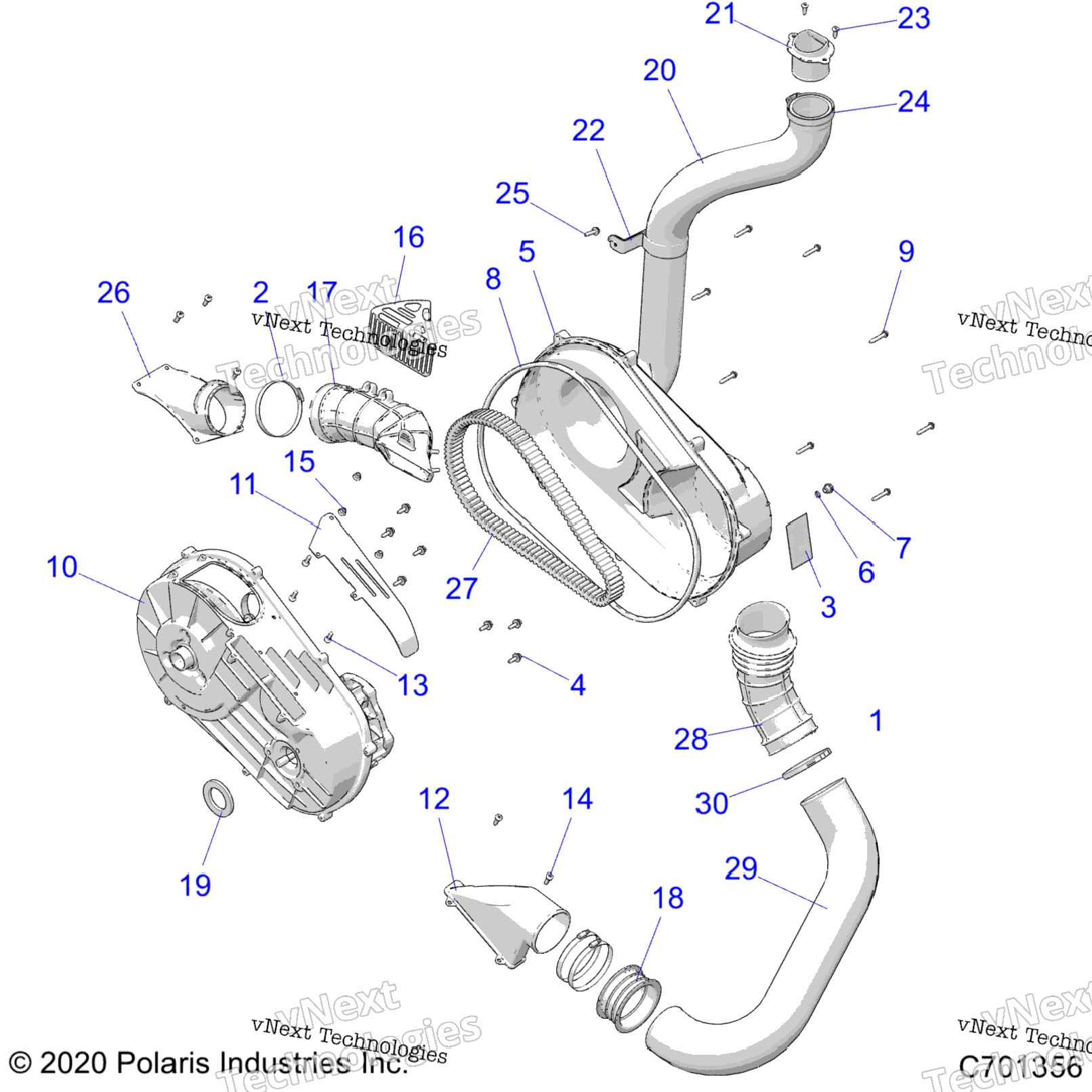 Drive Train, Clutch Cover And Ducting