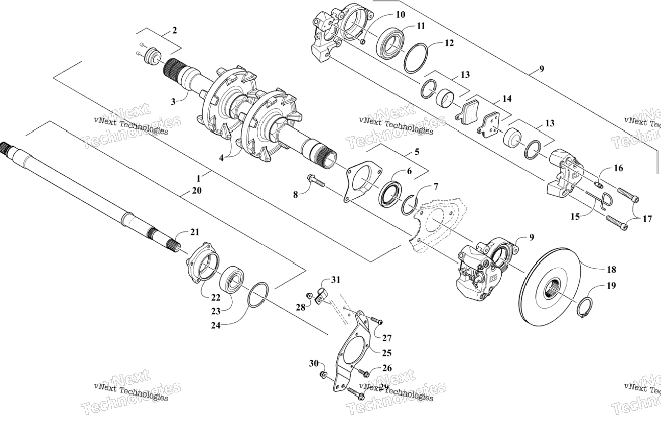 Drive Train Shafts And Brake Assemblies