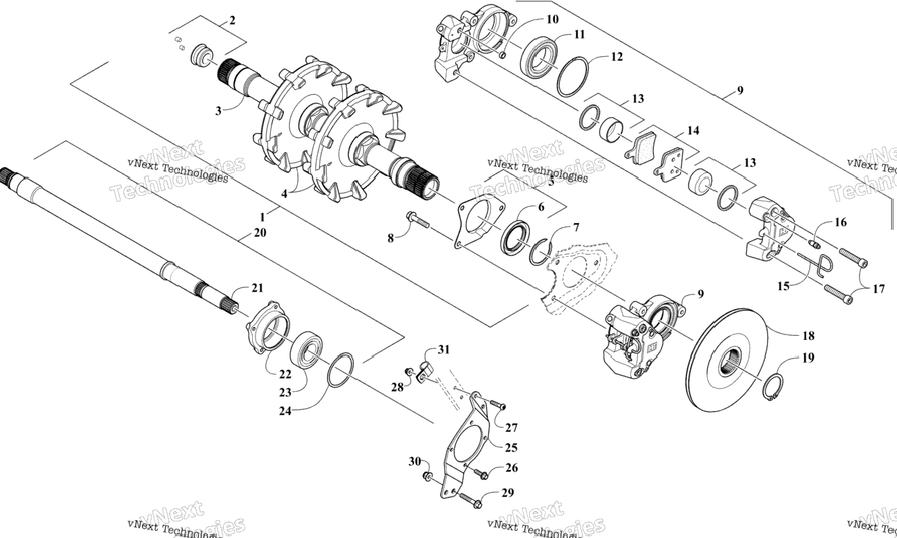 Drive Train Shafts And Brake Assemblies