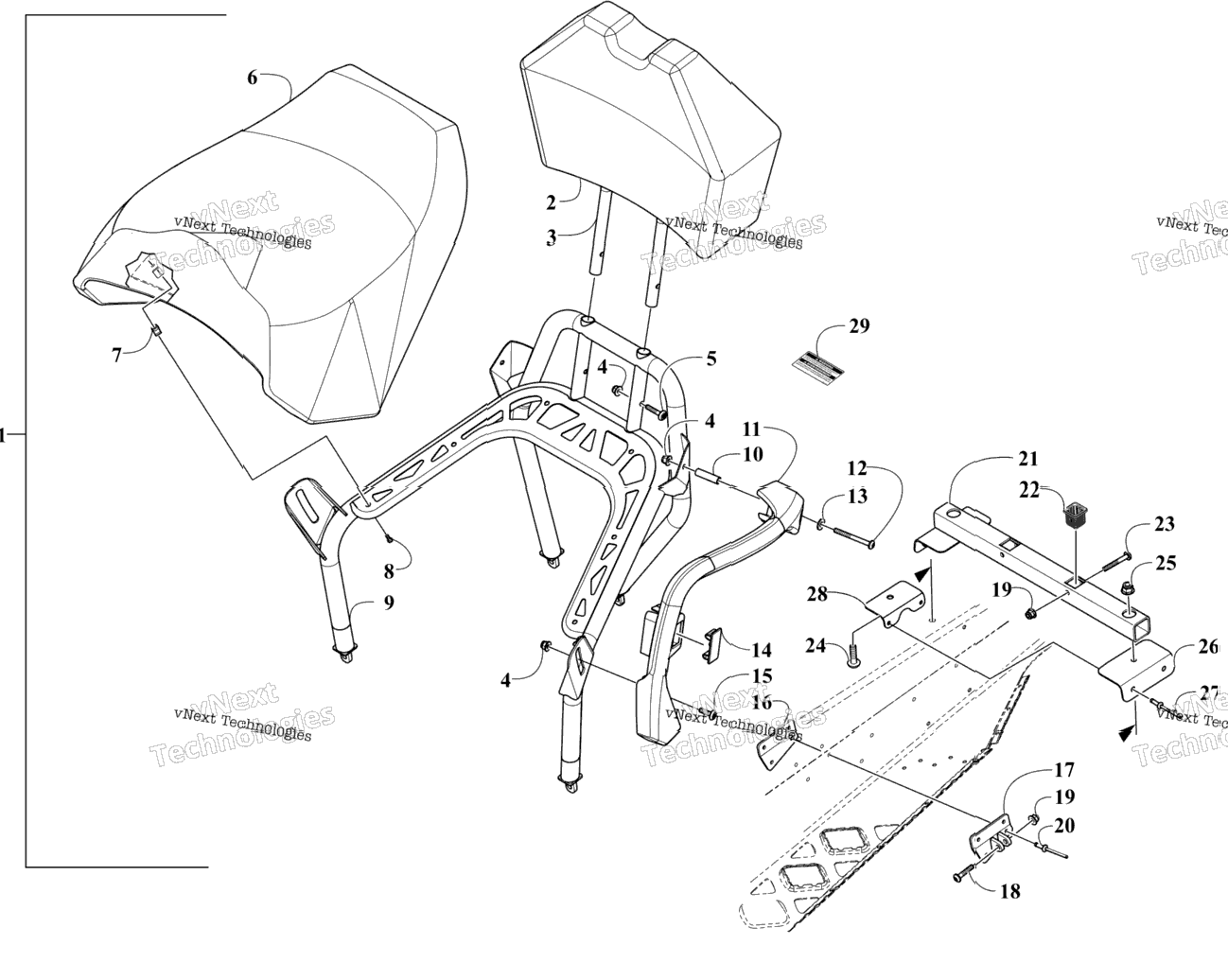 Passenger Seat And Backrest Assembly