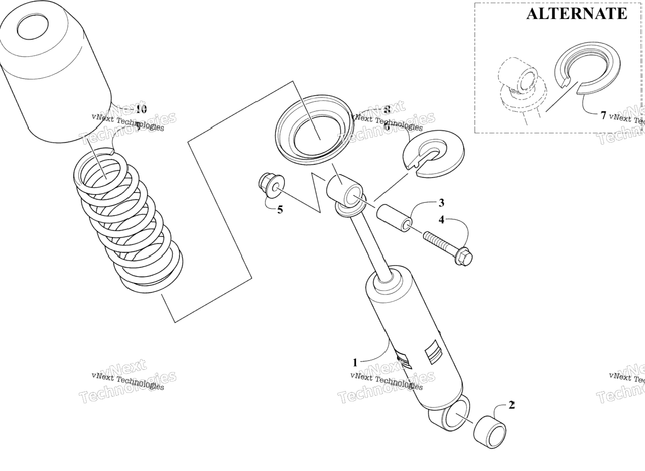 Rear Suspension Front Arm Shock Absorber Assembly