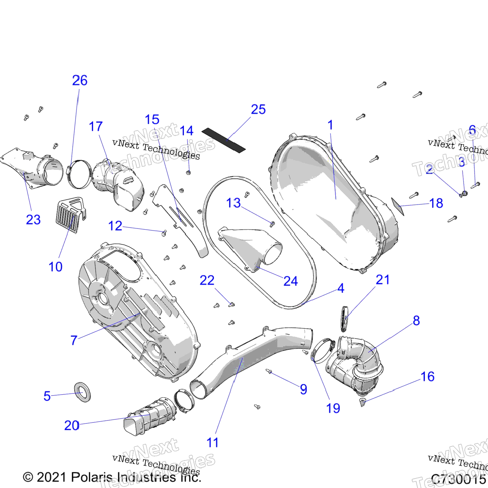 Drive Train, Clutch Cover & Ducting