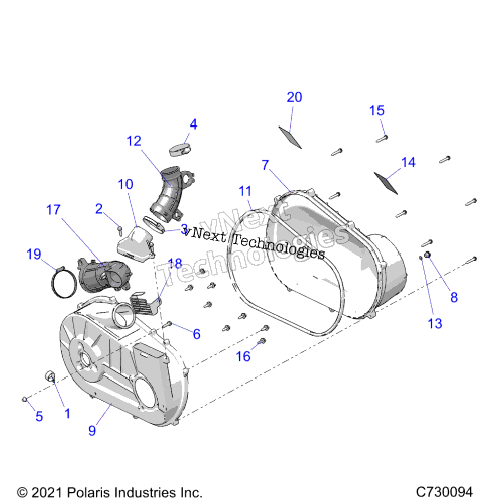 Drive Train, Clutch Cover & Ducting