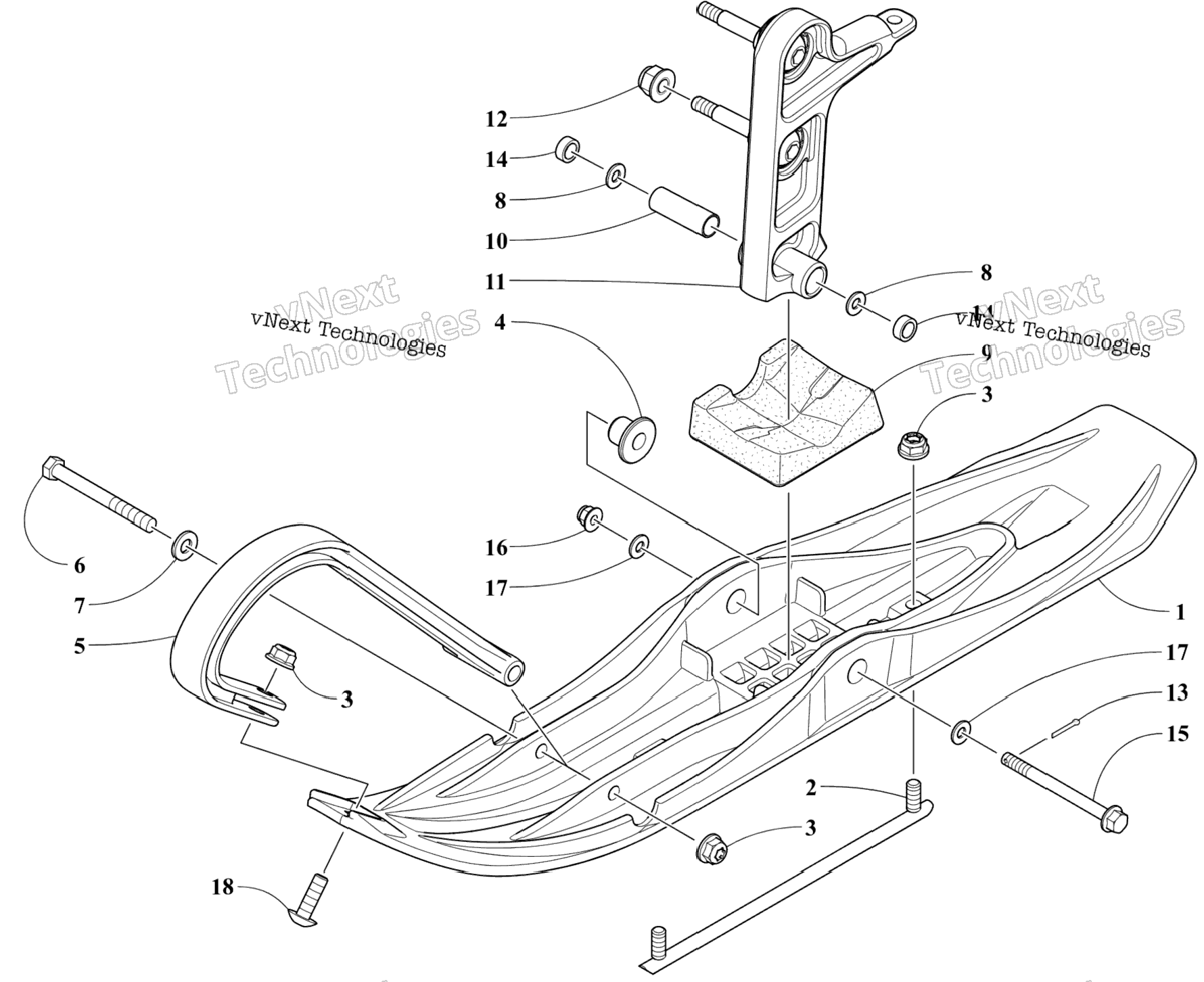 Ski And Spindle Assembly