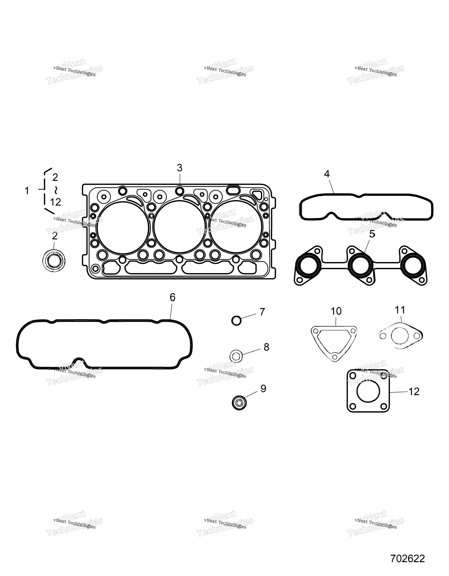 Engine, Upper Gasket Kit