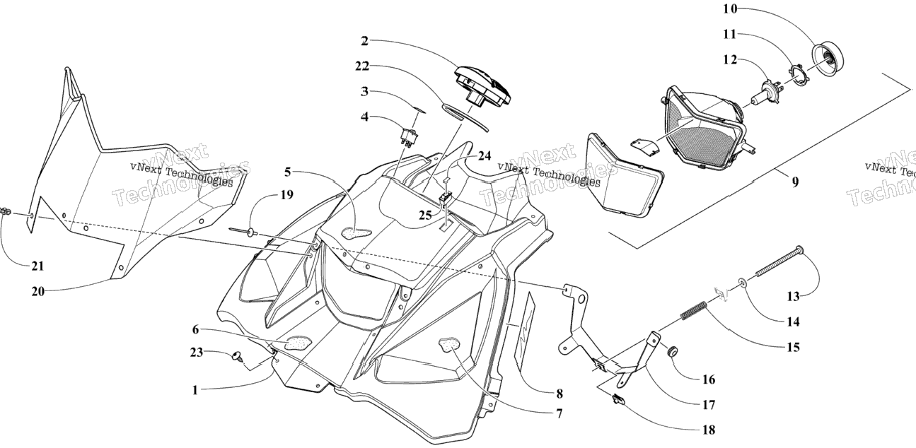 Hood, Windshield, And Instruments Assemblies