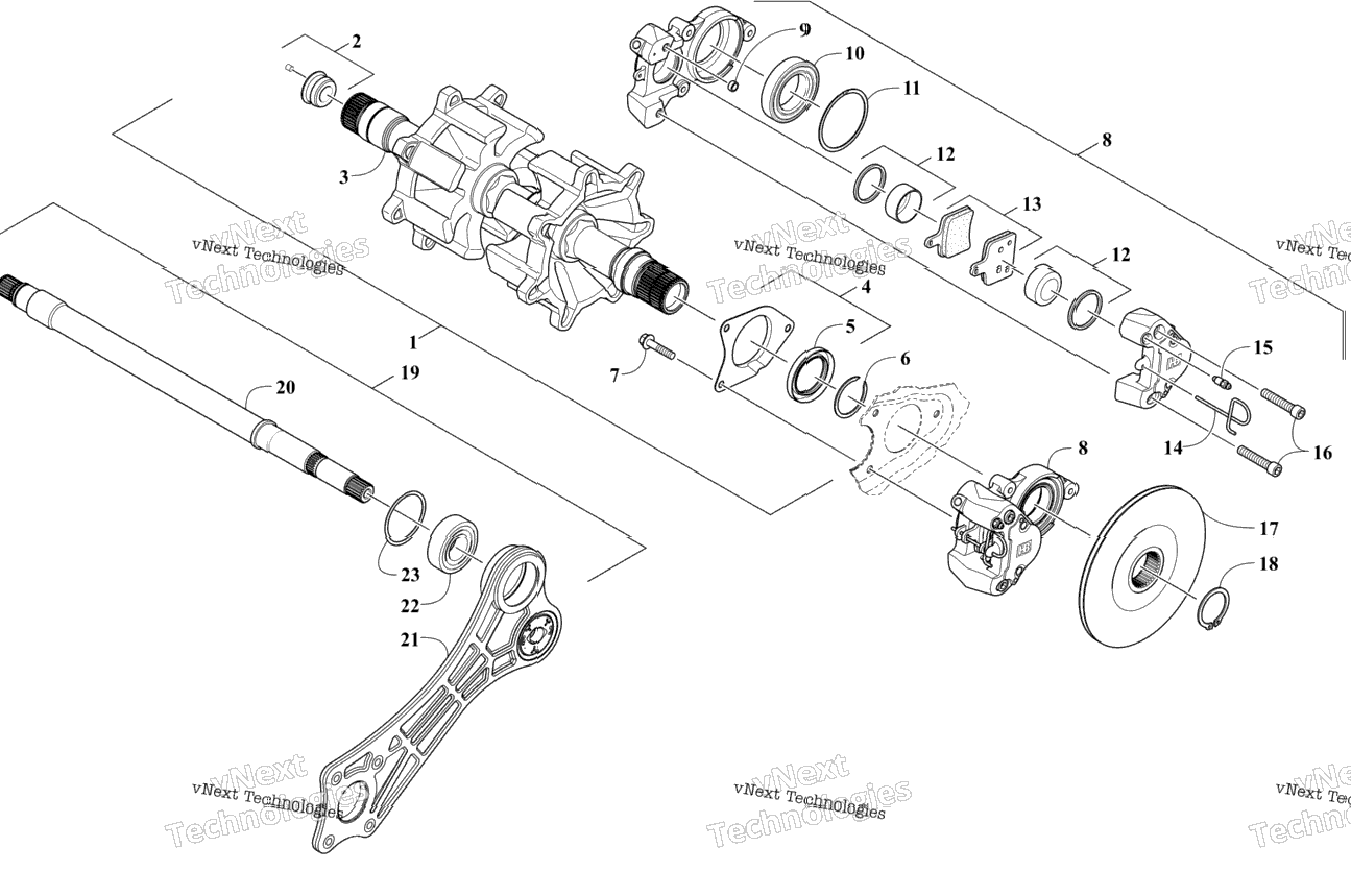 Drive Train Shafts And Brake Assemblies