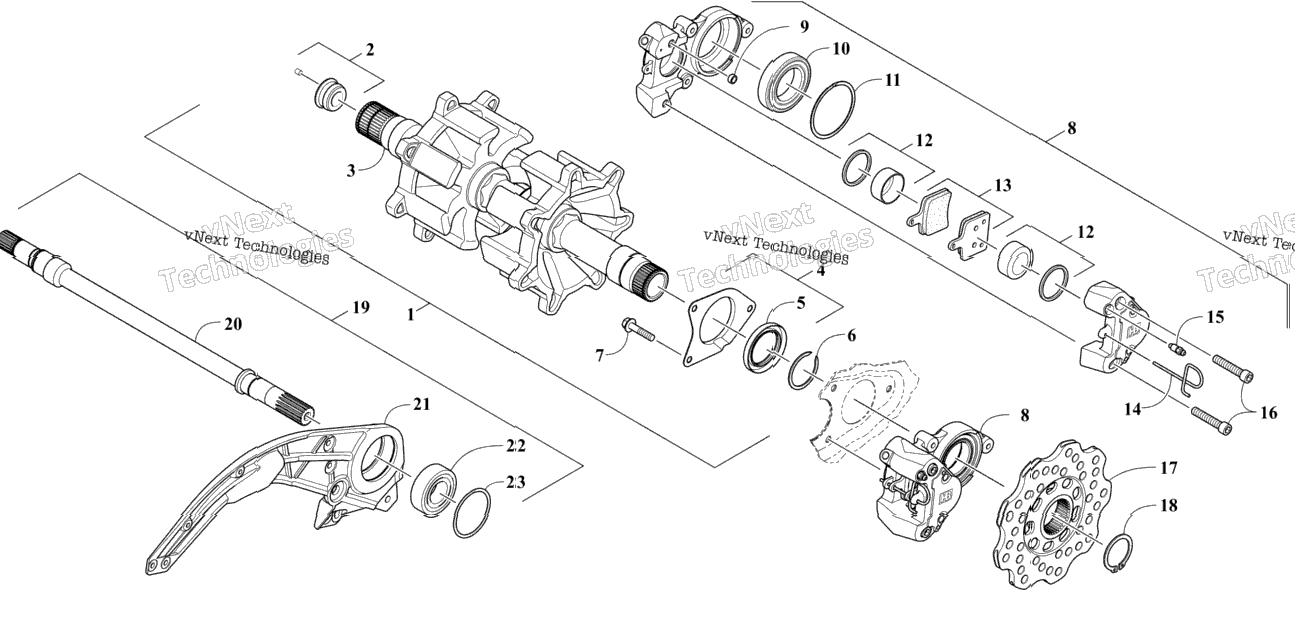 Drive Train Shafts And Brake Assemblies