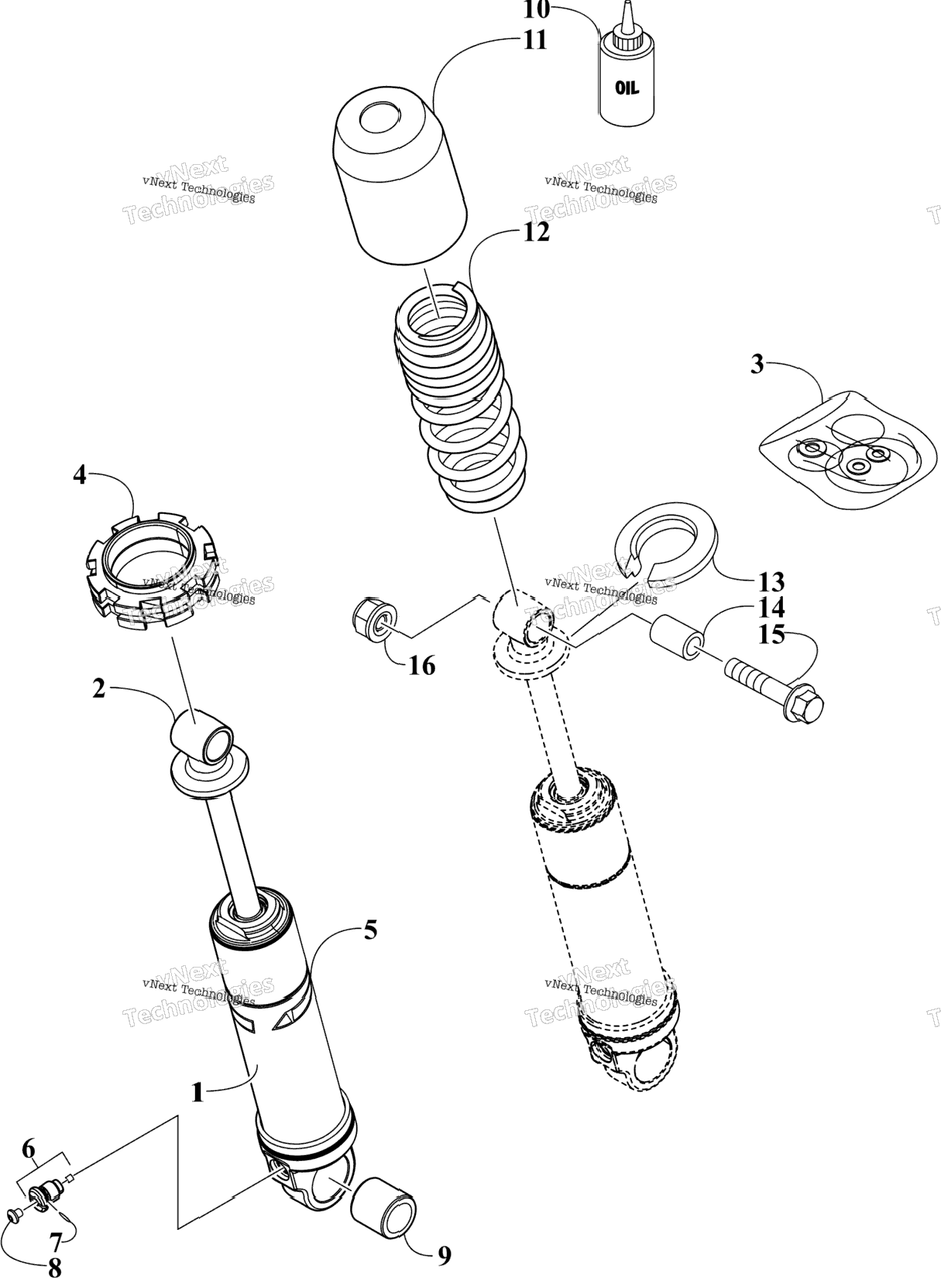 Rear Suspension Front Arm Shock Absorber