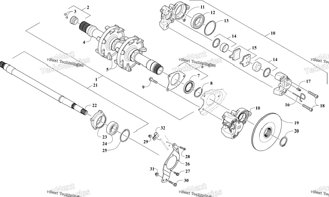 Drive Train Shafts And Brake Assemblies