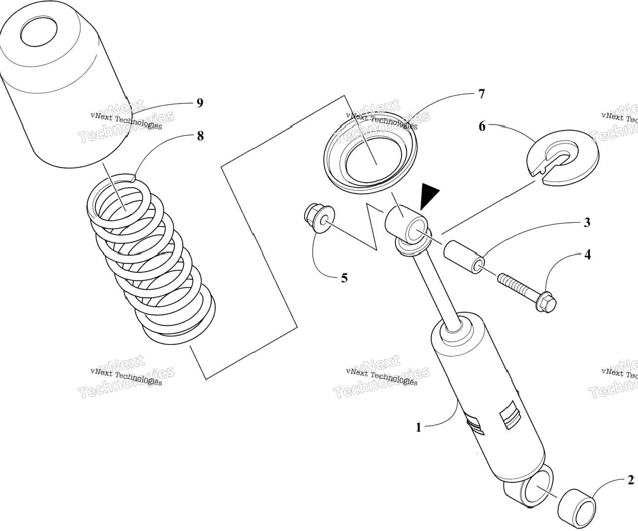 Rear Suspension Front Arm Shock Absorber Assembly