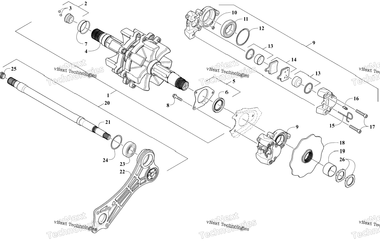 Drive Train Shafts And Brake Assemblies