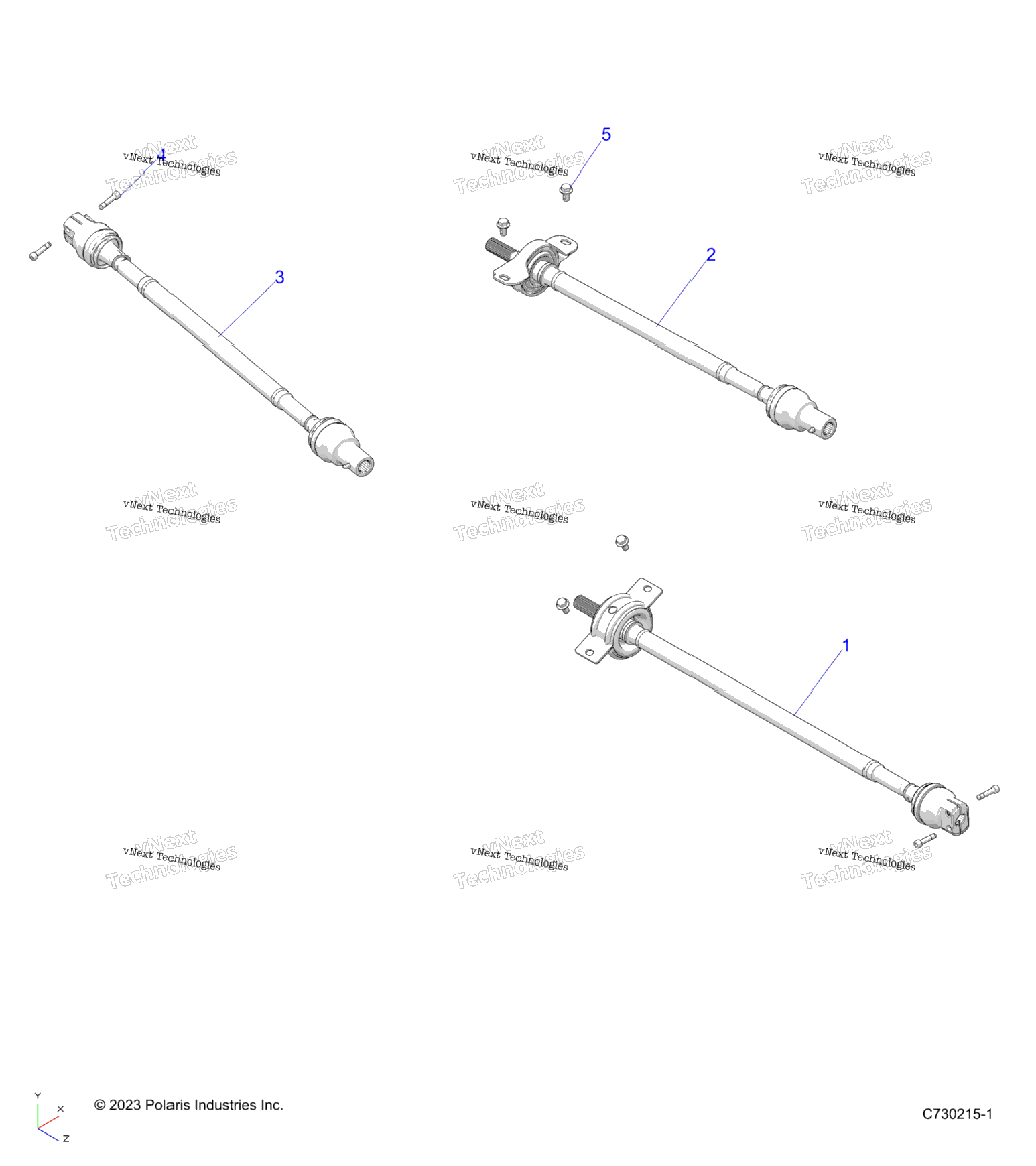 Drive Train, Front, Mid, Rear Prop Shaft