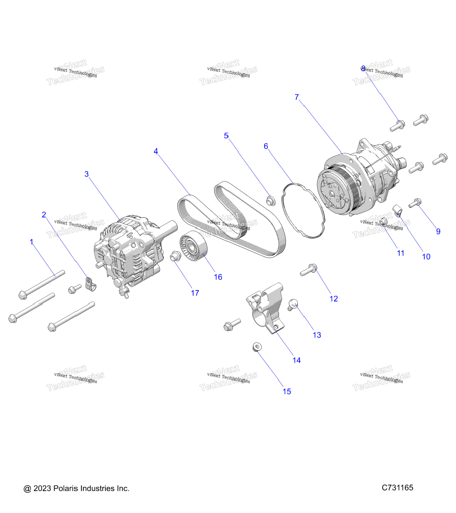 Engine, Alternator And Compressor