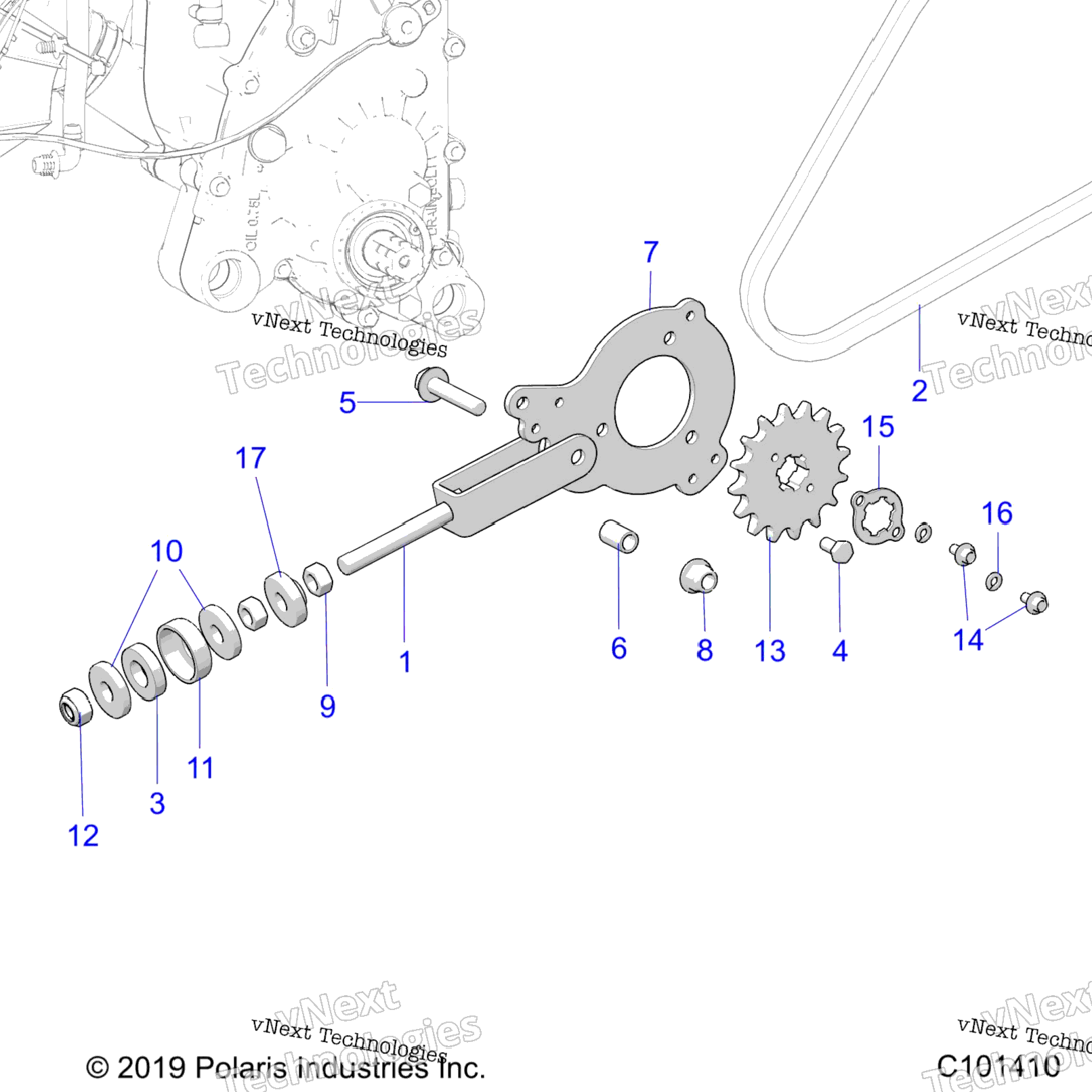 Drive Train, Chain Tensioner And Sprocket