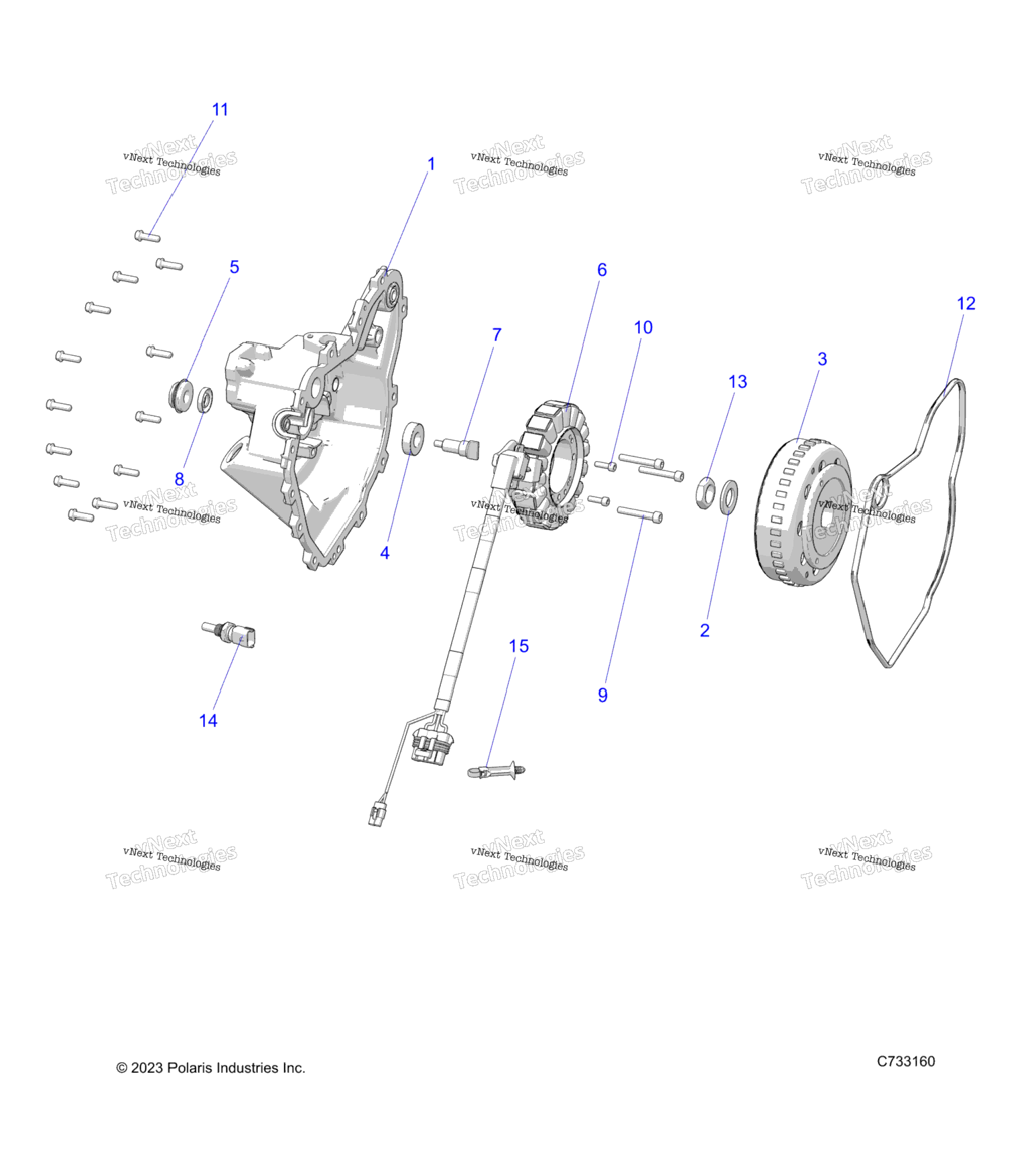 Engine, Stator Cover And Flywheel