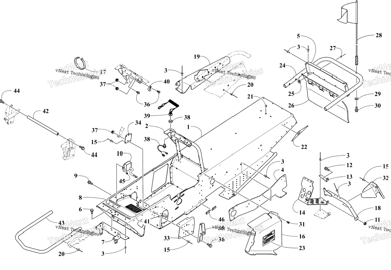 Chassis, Footrest, And Rear Bumper Assembly