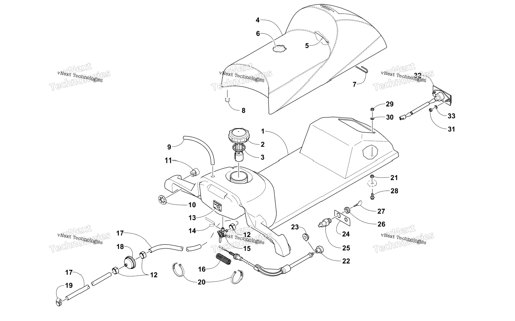 Gas Tank, Seat, And Taillight Assembly