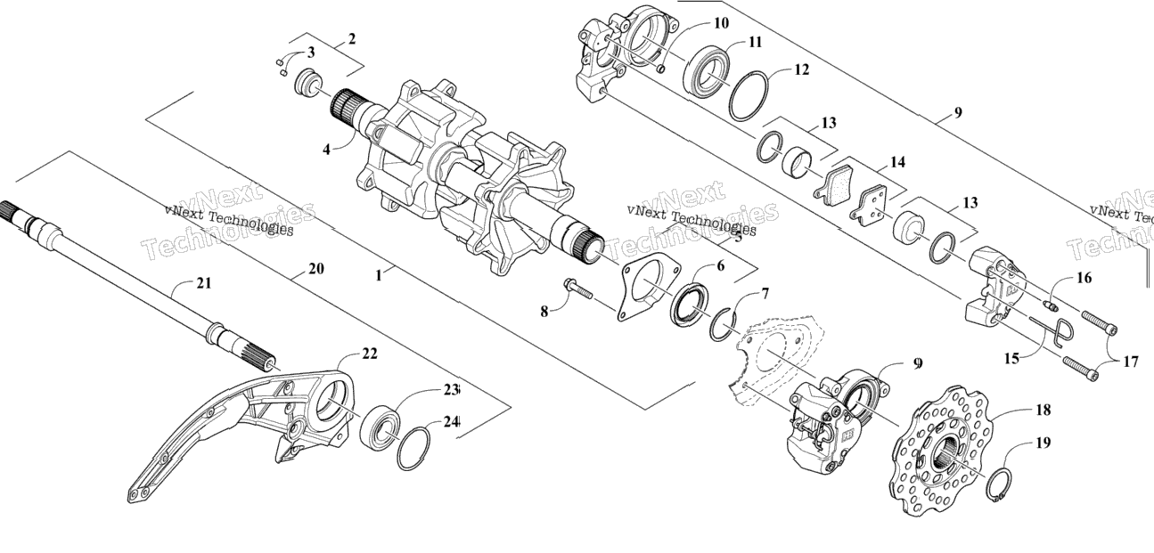 Drive Train Shafts And Brake Assemblies