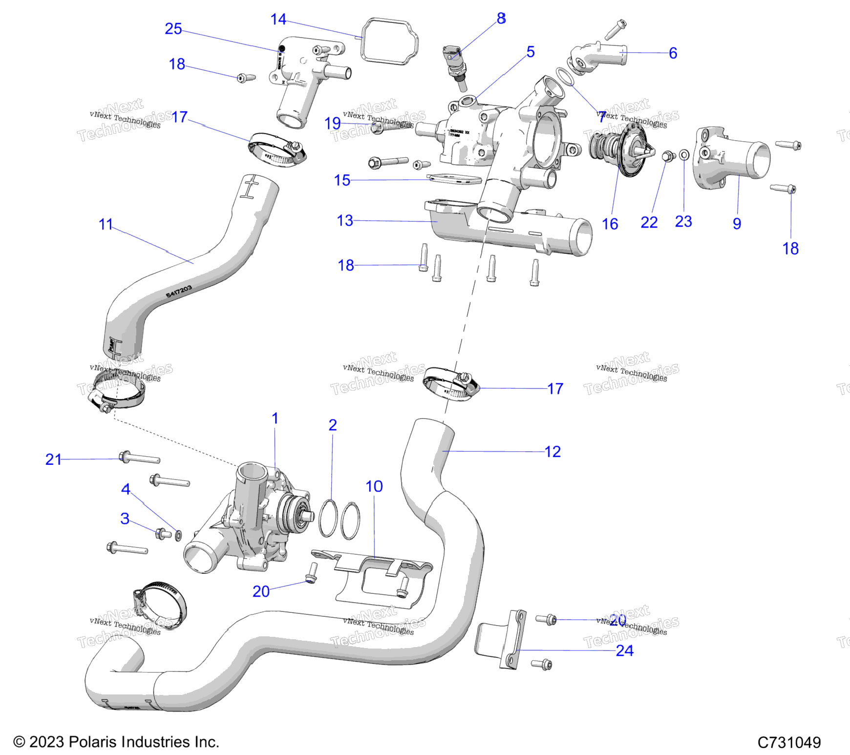 Engine, Coolant Pump And Thermostat