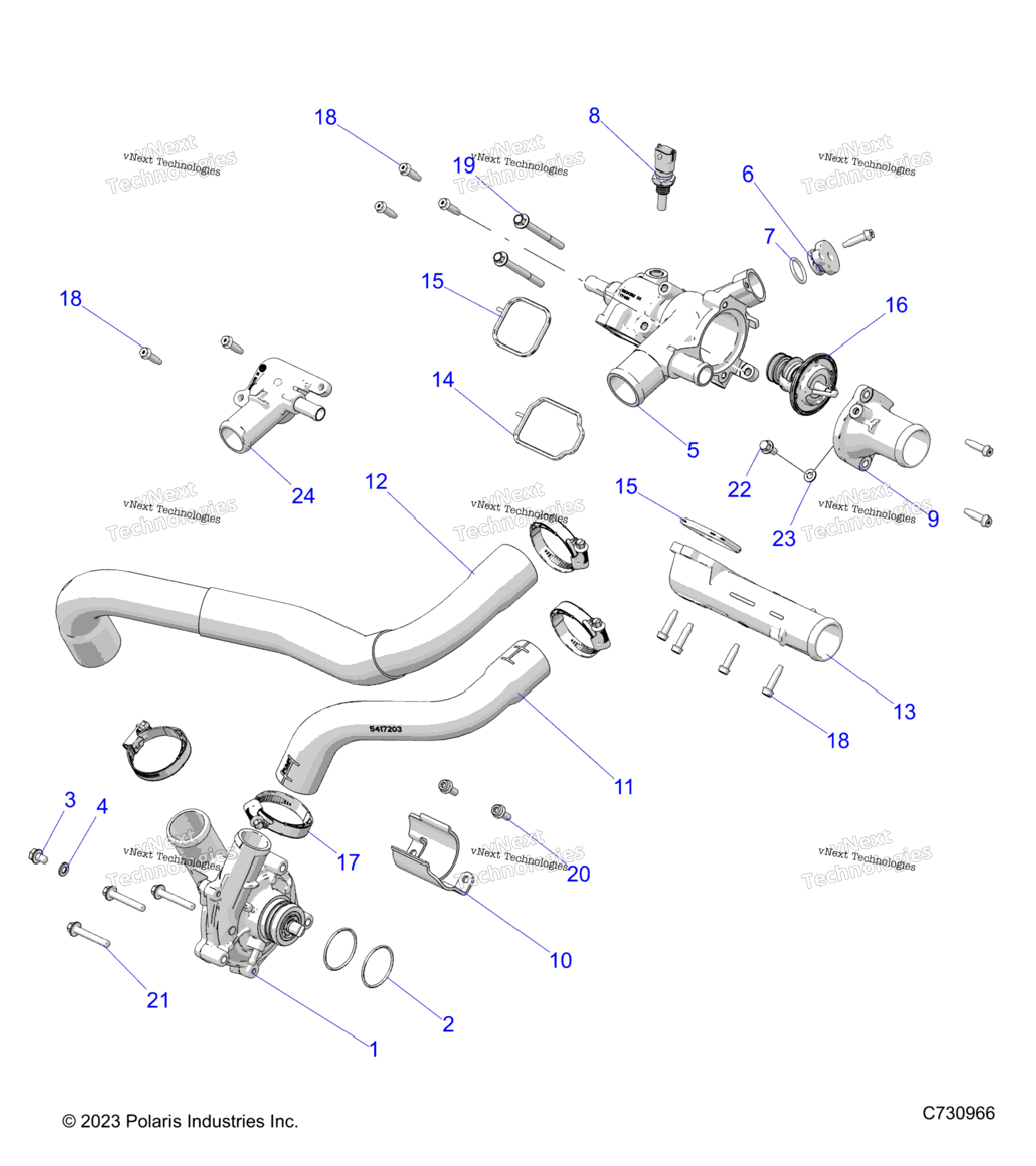 Engine, Coolant Pump And Thermostat