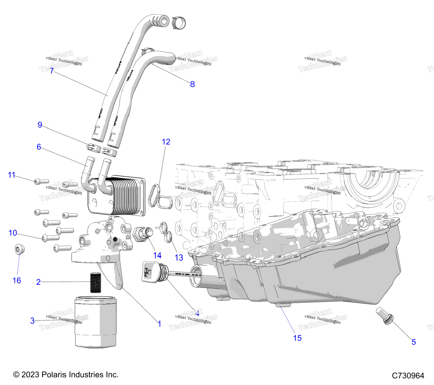 Engine, Oil Cooler, Filter And Dipstick