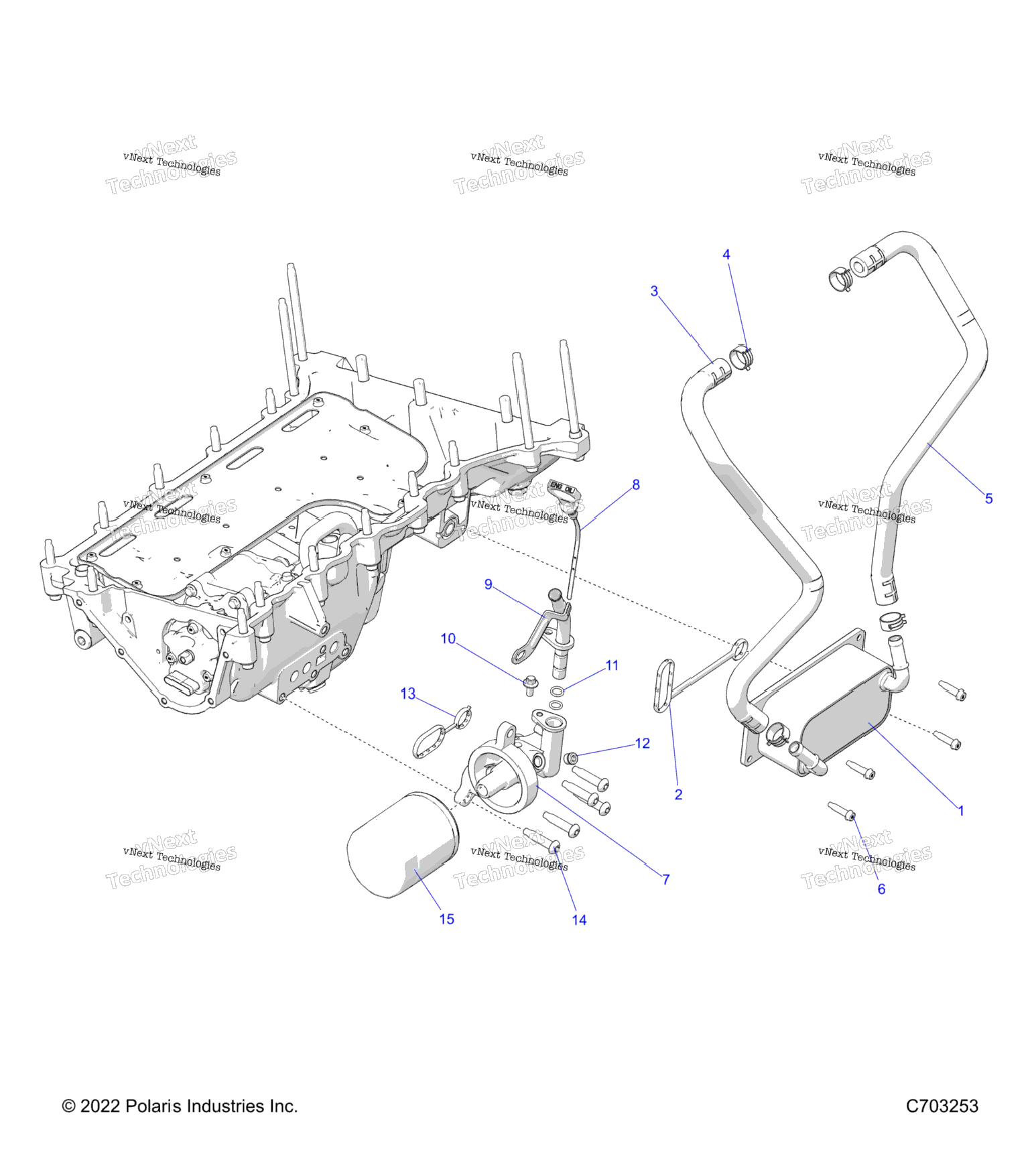 Engine, Oil Filter, Oil Cooler And Related