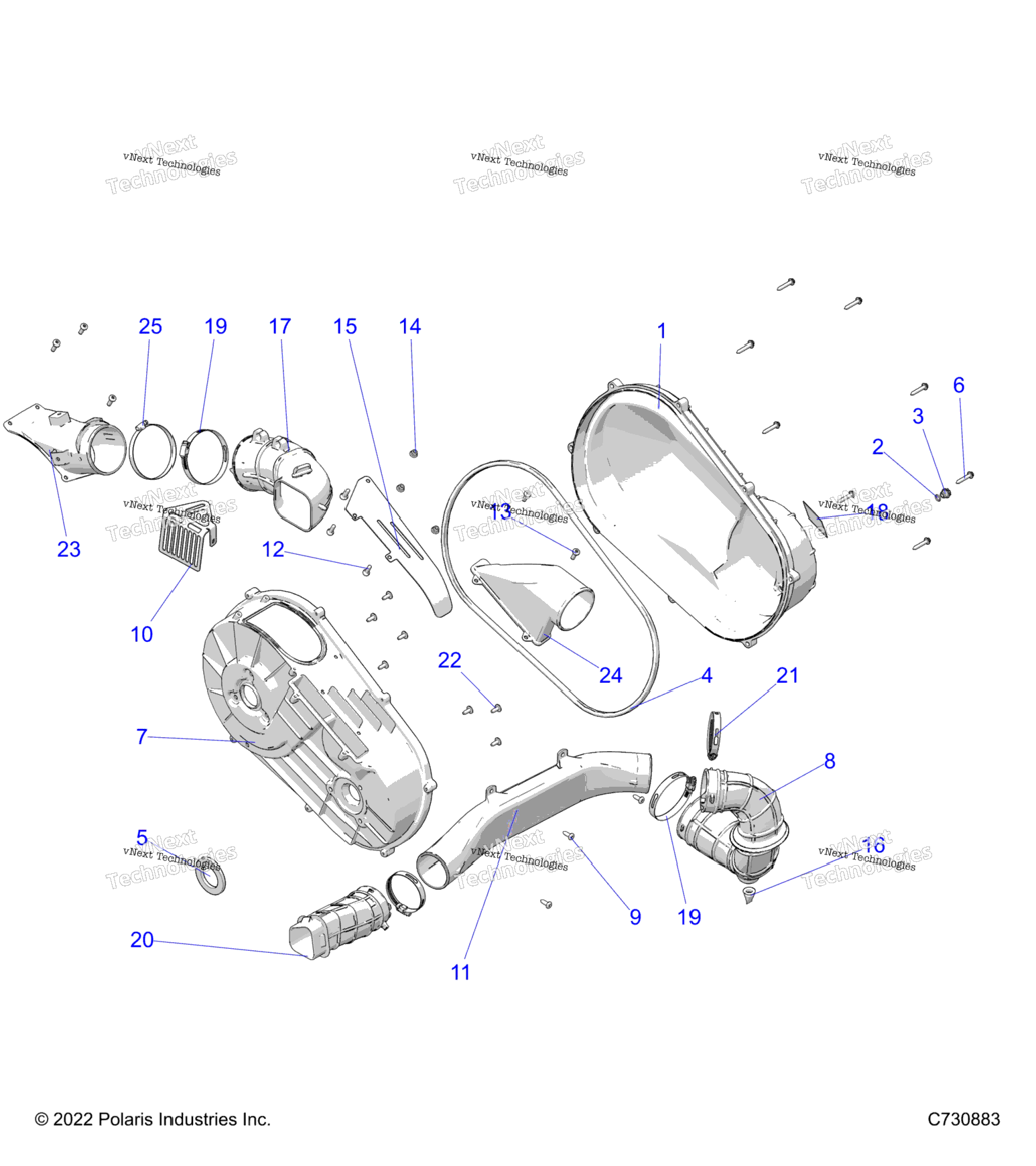 Drive Train, Clutch Cover & Ducting