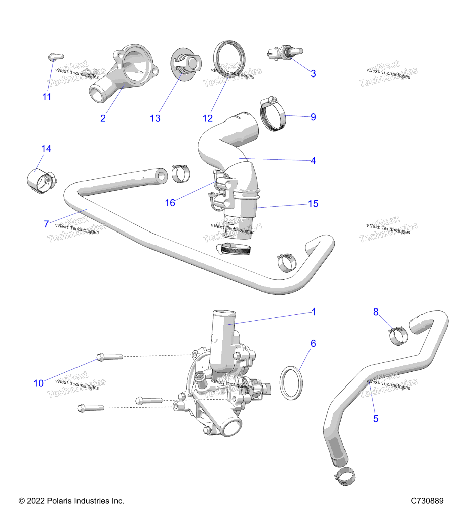 Engine, Waterpump And Bypass