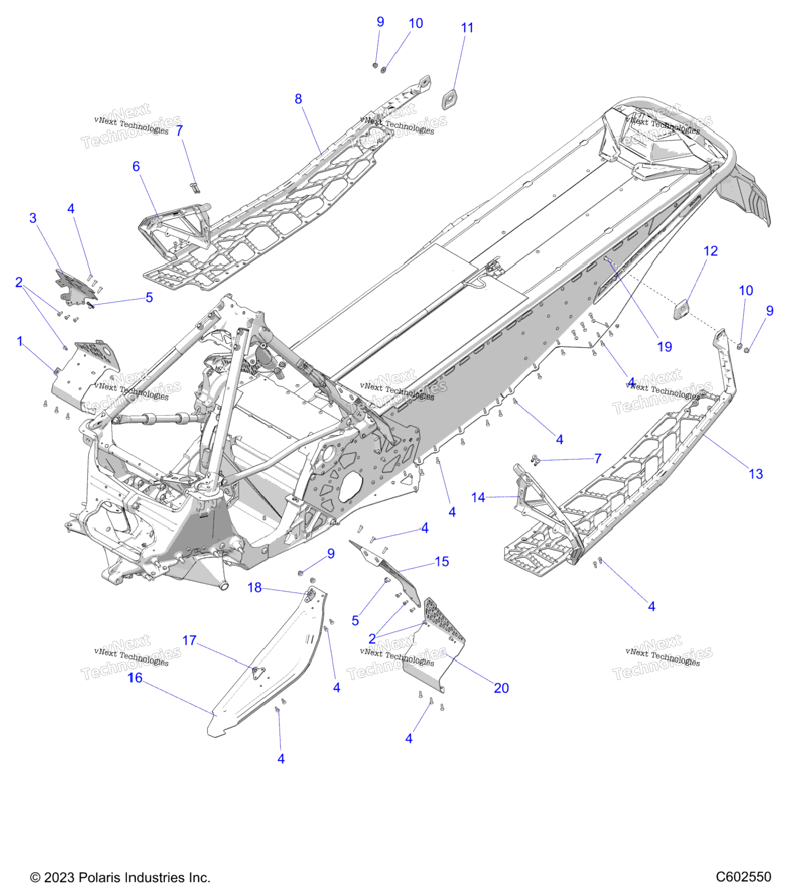 Chassis, Clutch Guard, Footrests, & Runningboards