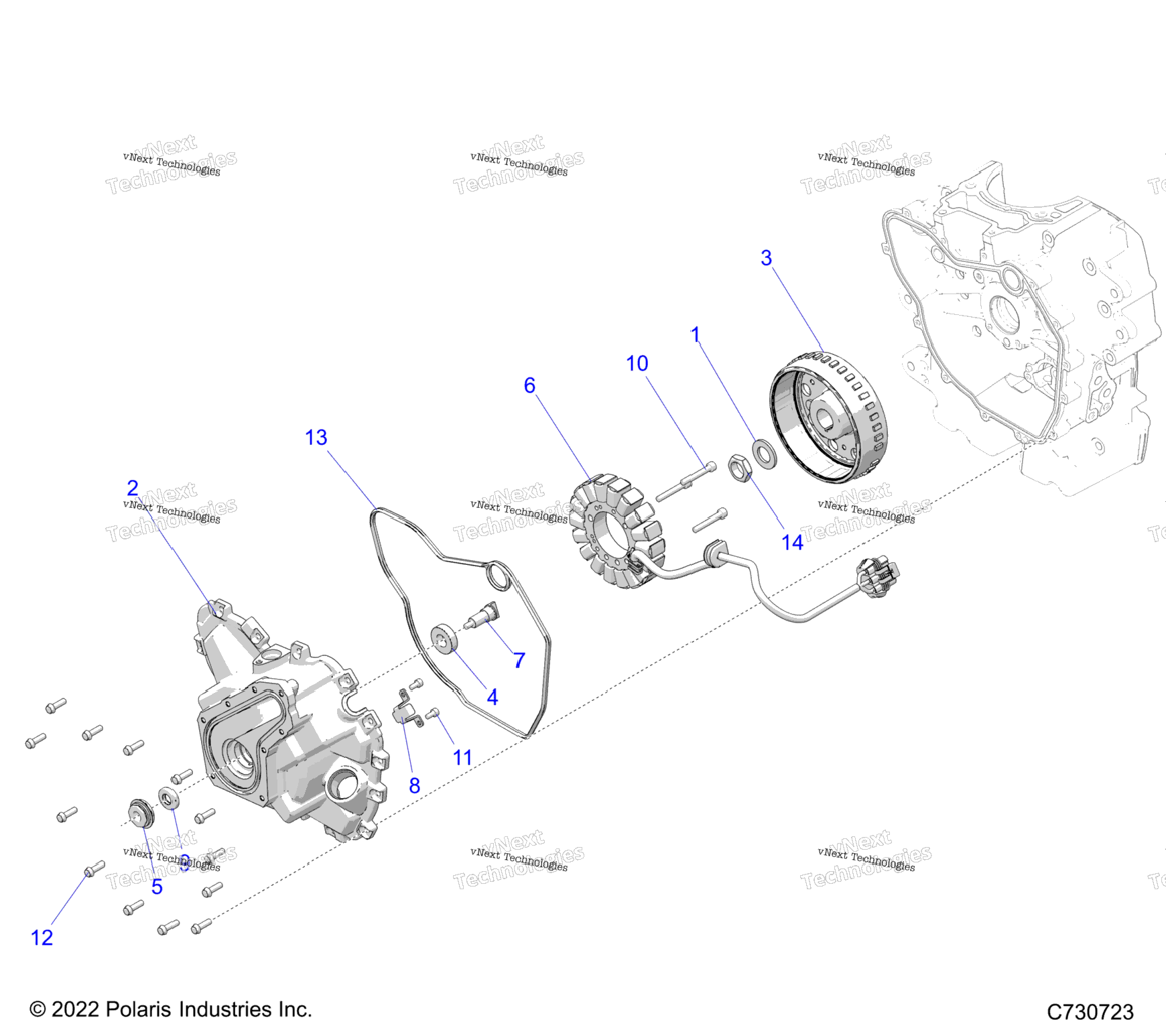 Engine, Stator Cover & Flywheel