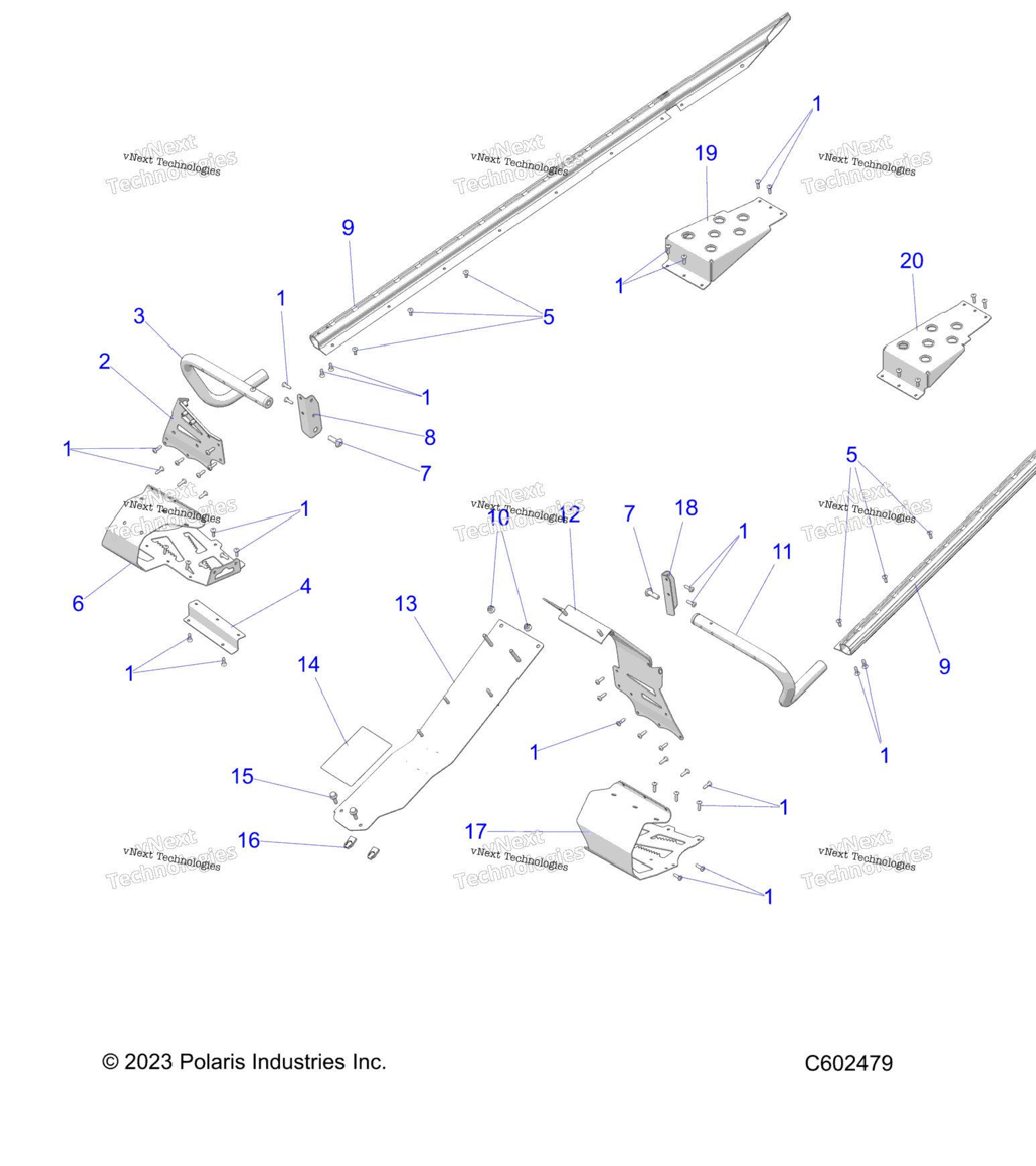 Chassis, Clutch Guard, Footrests, Tunnel Grips Tsu