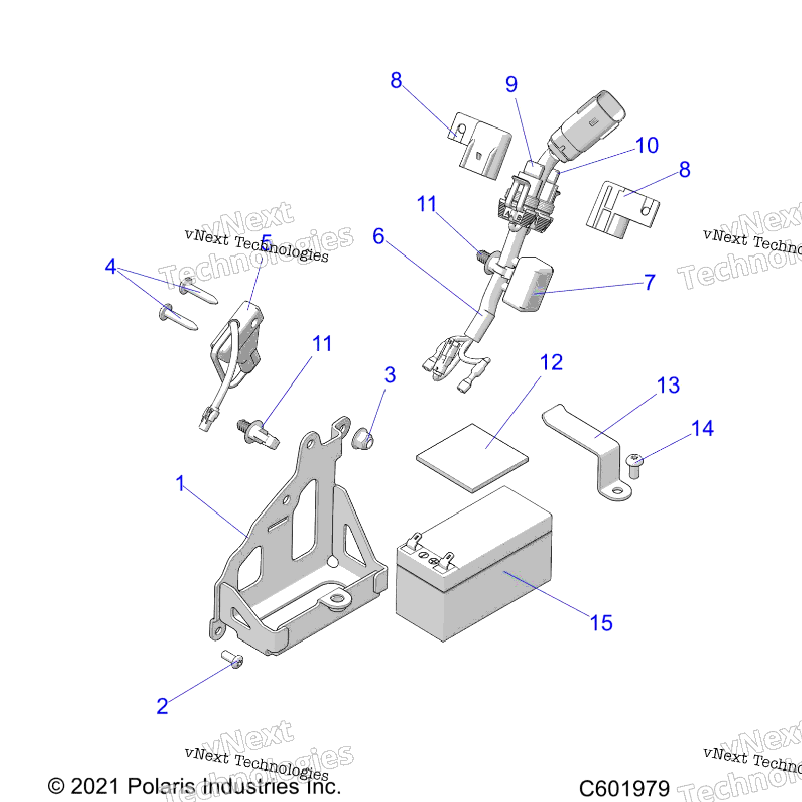 Electrical, Battery, Manual Start Power Up Components