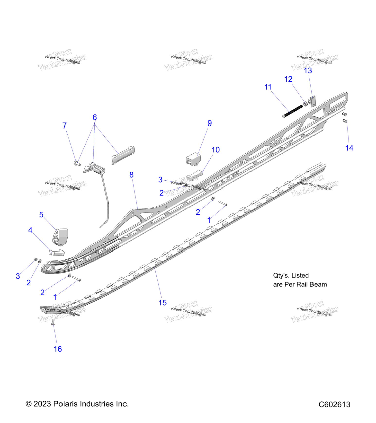 Suspension, Rail Beam Mounting, LhRh, 165\