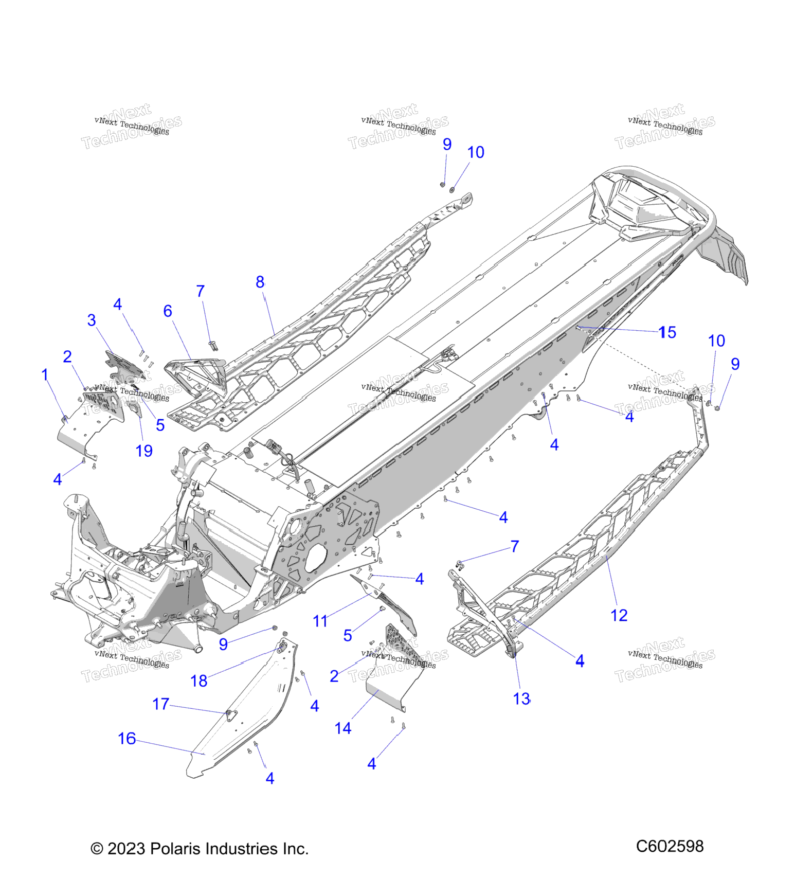 Chassis, Clutch Guard, Footrests, & Runningboards