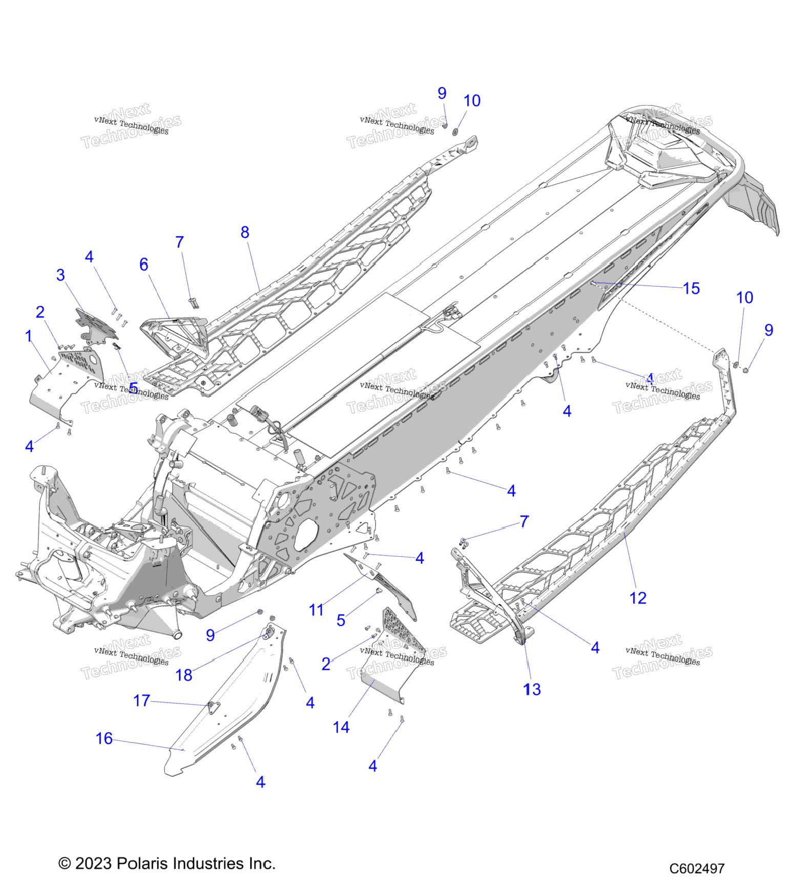 Chassis, Clutch Guard, Footrests, & Runningboards