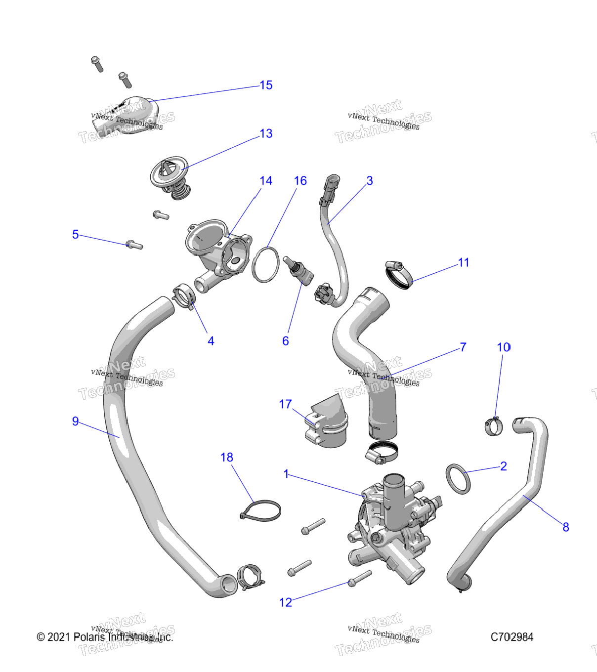 Engine, Waterpump And Bypass