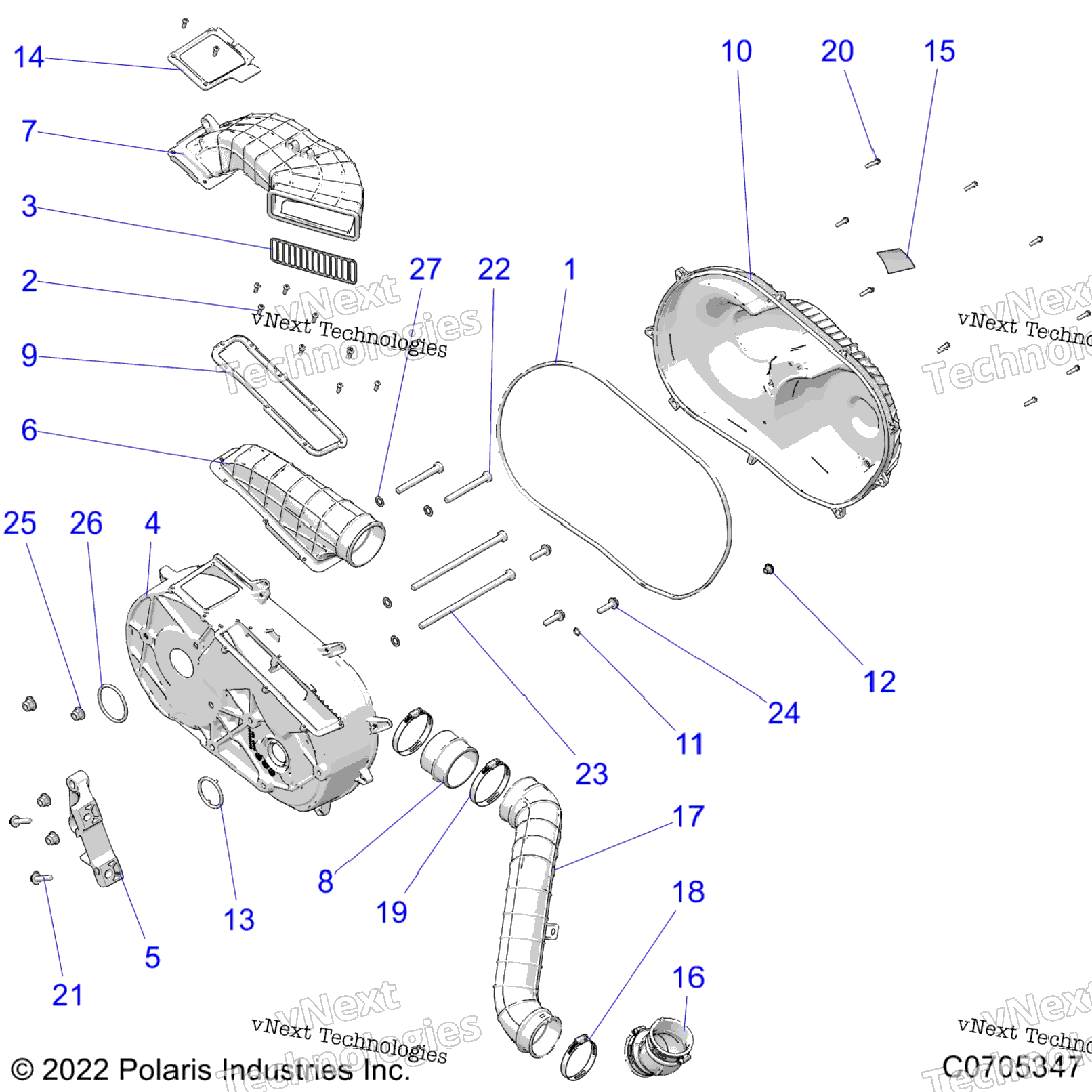 Drive Train, Clutch Cover And Ducting