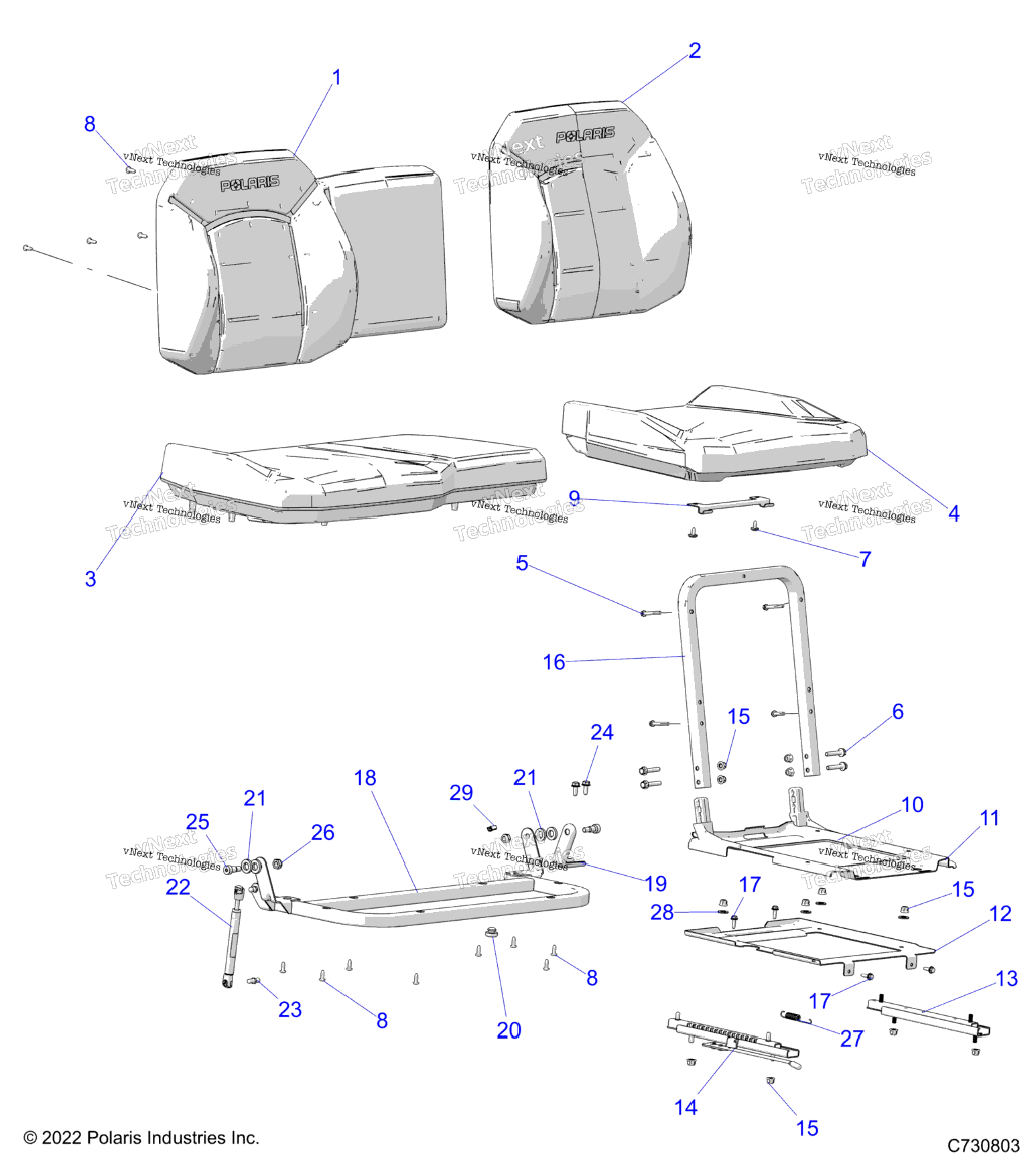 Body, Seat Asm. And Slider R23rrsd4caSd4ck