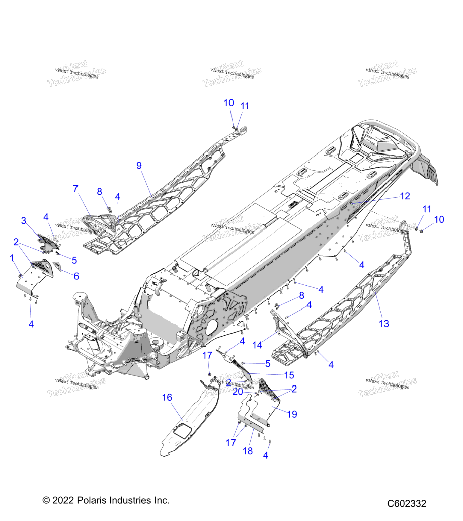 Chassis, Clutch Guard, Footrests, & Runningboards